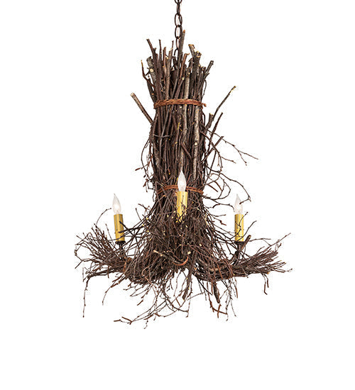 Meyda Lighting Twigs 25" 3-Light Mahogany Bronze Chandelier