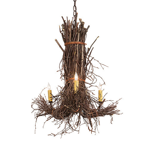Meyda Lighting Twigs 25" 3-Light Mahogany Bronze Chandelier