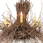 Meyda Lighting Twigs 260850 36" 8-Light Antique Copper & Natural Wood Chandelier With Ivory Faux Candlelight