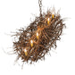 Meyda Lighting Twigs 32" 6-Light Antique Copper & Natural Wood Island Chandelier With Ivory Faux Candlelight