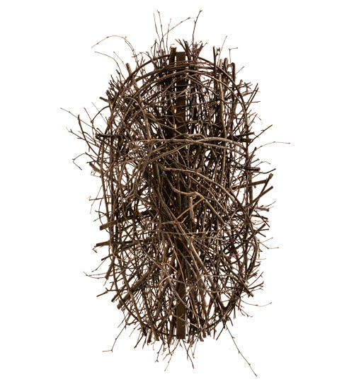 Meyda Lighting Twigs 32" 6-Light Antique Copper & Natural Wood Island Chandelier With Ivory Faux Candlelight