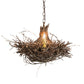 Meyda Lighting Twigs 32" 6-Light Antique Copper & Natural Wood Island Chandelier With Ivory Faux Candlelight