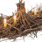Meyda Lighting Twigs 32" 6-Light Antique Copper & Natural Wood Island Chandelier With Ivory Faux Candlelight