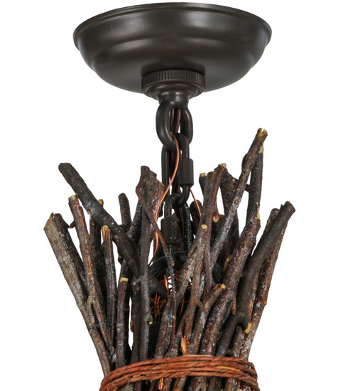 Meyda Lighting Twigs 35" 4-Light Timeless Bronze Pendant Light With Ivory Faux Candlelight