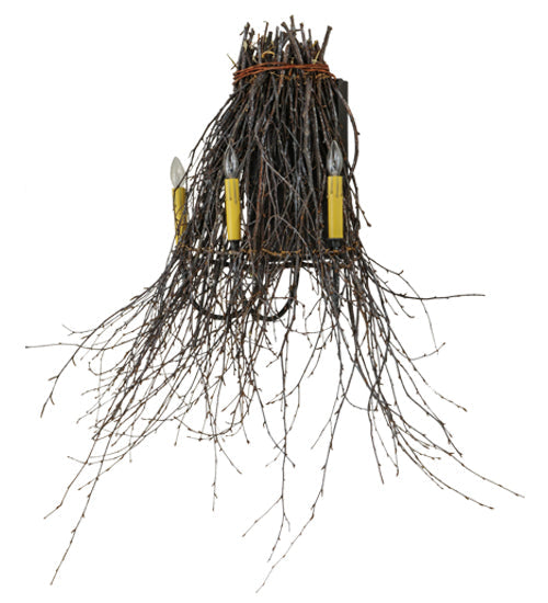 Meyda Lighting Twigs 36" 3-Light Timeless Bronze Wall Sconce With Ivory Faux Candlelight