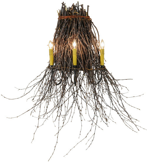 Meyda Lighting Twigs 36" 3-Light Timeless Bronze Wall Sconce With Ivory Faux Candlelight