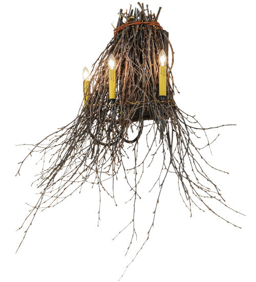 Meyda Lighting Twigs 36" 3-Light Timeless Bronze Wall Sconce With Ivory Faux Candlelight