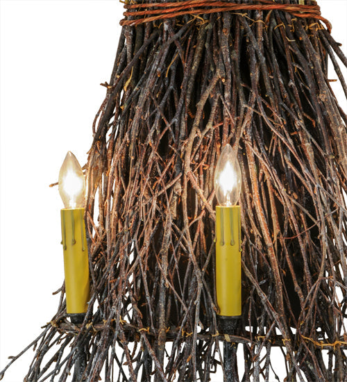 Meyda Lighting Twigs 36" 3-Light Timeless Bronze Wall Sconce With Ivory Faux Candlelight
