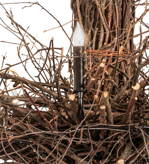 Meyda Lighting Twigs 36" 6-Light Dark Bronze & Natural Wood Chandelier