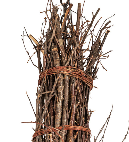 Meyda Lighting Twigs 36" 6-Light Dark Bronze & Natural Wood Chandelier