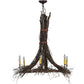 Meyda Lighting Twigs 36" 6-Light Natural Wood & Mahogany Bronze Chandelier With Ivory Faux Candlelight