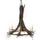 Meyda Lighting Twigs 36" 6-Light Natural Wood & Mahogany Bronze Chandelier With Ivory Faux Candlelight