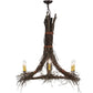 Meyda Lighting Twigs 36" 6-Light Natural Wood & Mahogany Bronze Chandelier With Ivory Faux Candlelight