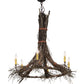 Meyda Lighting Twigs 36" 6-Light Natural Wood & Mahogany Bronze Chandelier With Ivory Faux Candlelight
