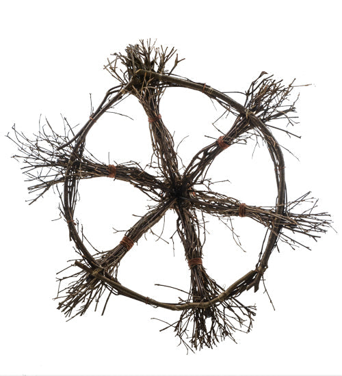 Meyda Lighting Twigs 36" 6-Light Natural Wood & Mahogany Bronze Chandelier With Ivory Faux Candlelight