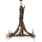 Meyda Lighting Twigs 36" 6-Light Natural Wood & Mahogany Bronze Chandelier With Ivory Faux Candlelight