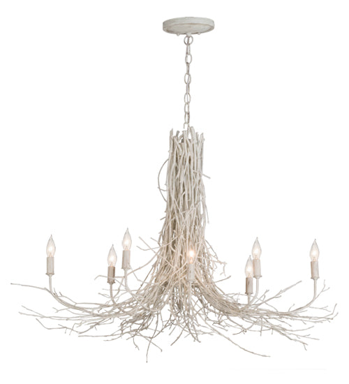 Meyda Lighting Twigs 40" 8-Light White Chandelier With White Faux Candlelight