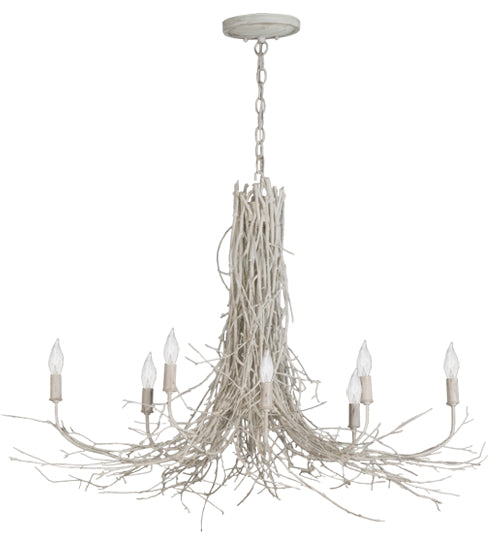 Meyda Lighting Twigs 40" 8-Light White Chandelier With White Faux Candlelight