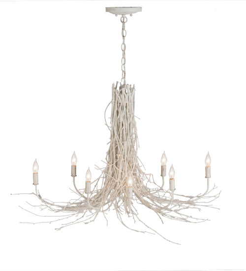 Meyda Lighting Twigs 40" 8-Light White Chandelier With White Faux Candlelight