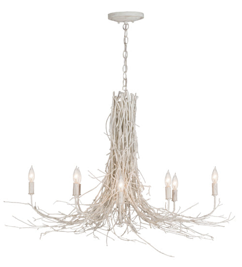 Meyda Lighting Twigs 40" 8-Light White Chandelier With White Faux Candlelight