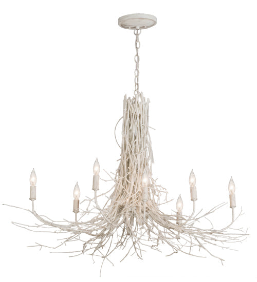 Meyda Lighting Twigs 40" 8-Light White Chandelier With White Faux Candlelight