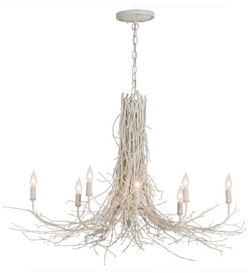 Meyda Lighting Twigs 40" 8-Light White Chandelier With White Faux Candlelight