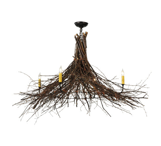 Meyda Lighting Twigs 48" 4-Light Mahogany Bronze Chandelier With Ivory Faux Candlelight