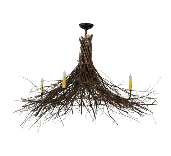 Meyda Lighting Twigs 48" 4-Light Mahogany Bronze Chandelier With Ivory Faux Candlelight