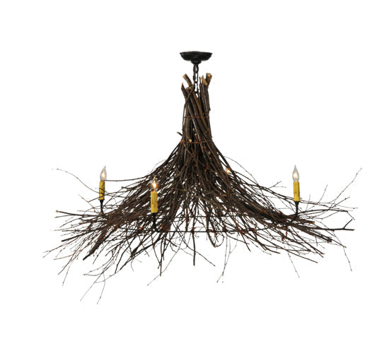 Meyda Lighting Twigs 48" 4-Light Mahogany Bronze Chandelier With Ivory Faux Candlelight