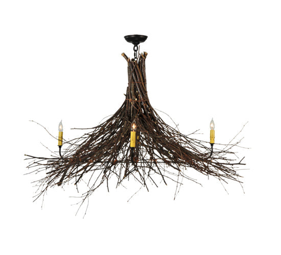 Meyda Lighting Twigs 48" 4-Light Mahogany Bronze Chandelier With Ivory Faux Candlelight
