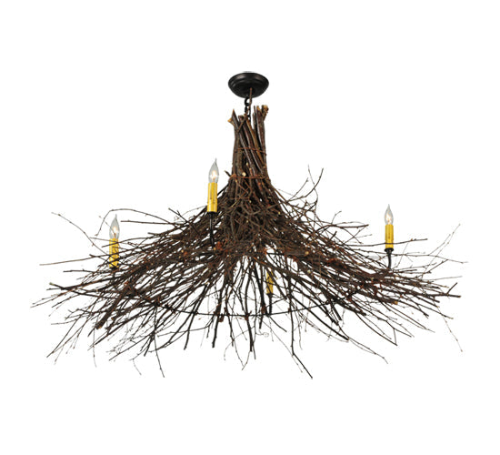 Meyda Lighting Twigs 48" 4-Light Mahogany Bronze Chandelier With Ivory Faux Candlelight