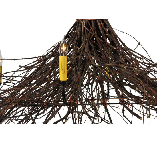 Meyda Lighting Twigs 48" 4-Light Mahogany Bronze Chandelier With Ivory Faux Candlelight
