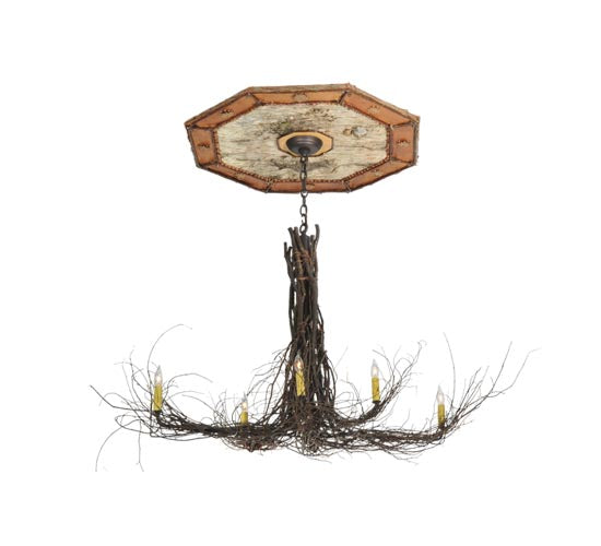 Meyda Lighting Twigs 48" 6-Light Mahogany Bronze Ceiling Medallion Chandelier