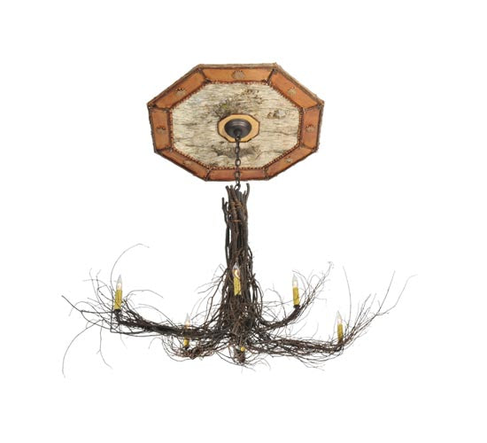 Meyda Lighting Twigs 48" 6-Light Mahogany Bronze Ceiling Medallion Chandelier