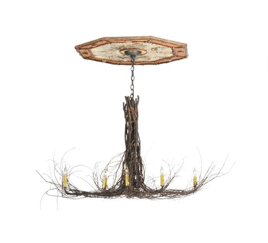 Meyda Lighting Twigs 48" 6-Light Mahogany Bronze Ceiling Medallion Chandelier