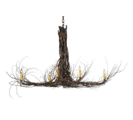 Meyda Lighting Twigs 48" 6-Light Mahogany Bronze Ceiling Medallion Chandelier