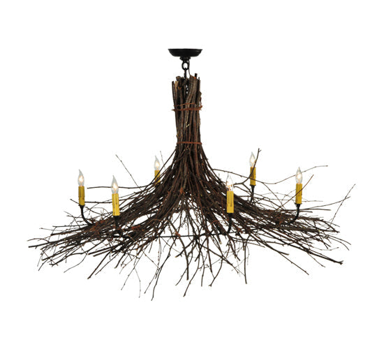Meyda Lighting Twigs 48" 6-Light Mahogany Bronze Chandelier With Ivory Faux Candlelight