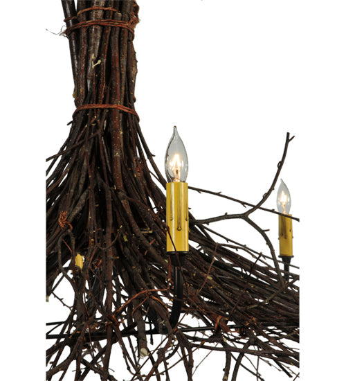 Meyda Lighting Twigs 48" 6-Light Mahogany Bronze Chandelier With Ivory Faux Candlelight