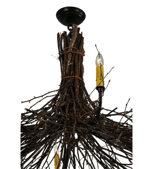 Meyda Lighting Twigs 48" 6-Light Mahogany Bronze Chandelier With Ivory Faux Candlelight