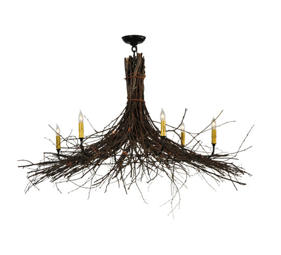 Meyda Lighting Twigs 48" 6-Light Mahogany Bronze Chandelier With Ivory Faux Candlelight