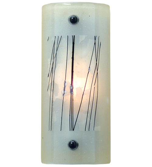 Meyda Lighting Twigs 5" Nickel Wall Sconce With White & Black Fused Shade Glass