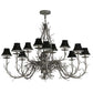 Meyda Lighting Twigs 50" 12-Light Nickel Powder Coat Chandelier With Black Trumpet Textrene Shade