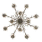 Meyda Lighting Twigs 50" 12-Light Nickel Powder Coat Chandelier With Black Trumpet Textrene Shade
