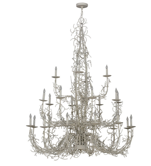 Meyda Lighting Twigs 54" 24-Light Almond Overcast Chandelier With White Faux Candlelight