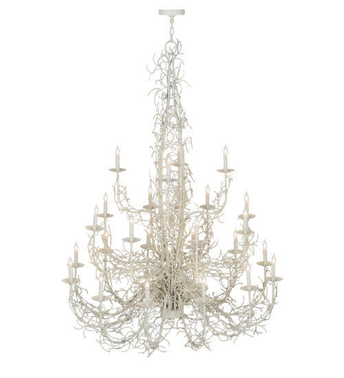 Meyda Lighting Twigs 54" 24-Light Almond Overcast Chandelier With White Faux Candlelight