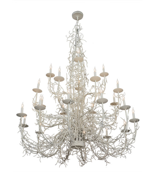 Meyda Lighting Twigs 54" 24-Light Almond Overcast Chandelier With White Faux Candlelight