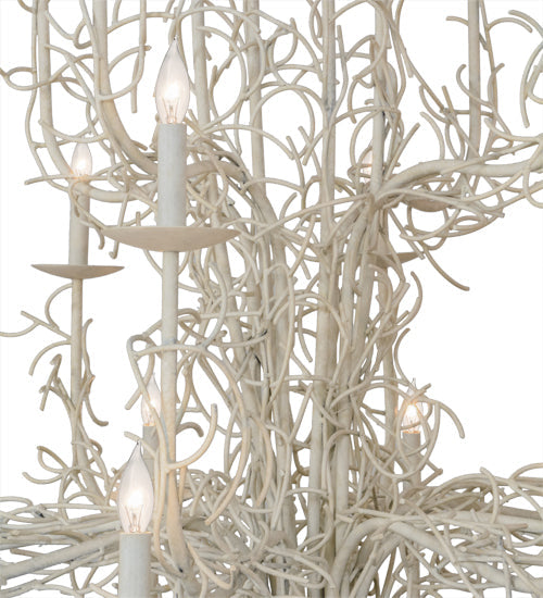 Meyda Lighting Twigs 54" 24-Light Almond Overcast Chandelier With White Faux Candlelight