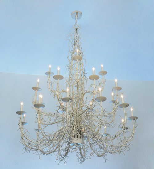 Meyda Lighting Twigs 54" 24-Light Almond Overcast Chandelier With White Faux Candlelight