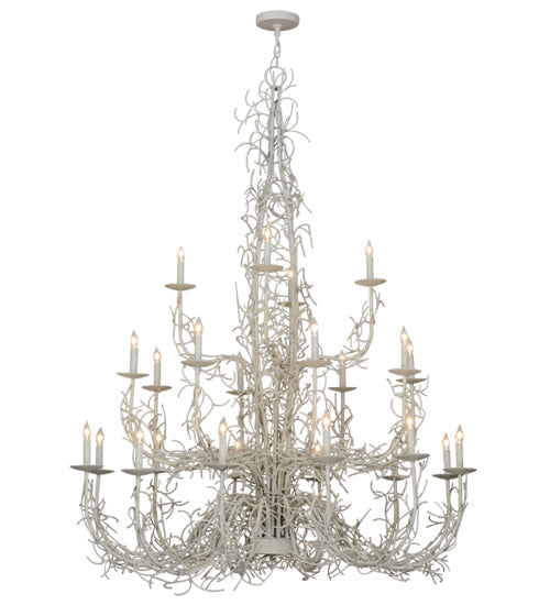 Meyda Lighting Twigs 54" 24-Light Almond Overcast Chandelier With White Faux Candlelight