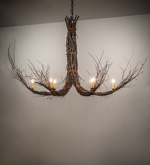 Meyda Lighting Twigs 56" 6-Light Mahogany Bronze Chandelier